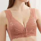 Comfortable Plus Size Backless Bra Lace Push Up Front Closure Bra