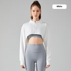 Short Navel Yoga Clothes Coat Long Sleeve Stand Collar