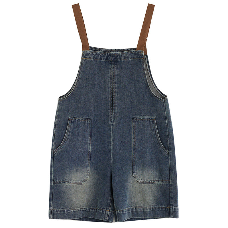 Art Loose-fitting Versatile Plus Size Shoulder Strap Jeans