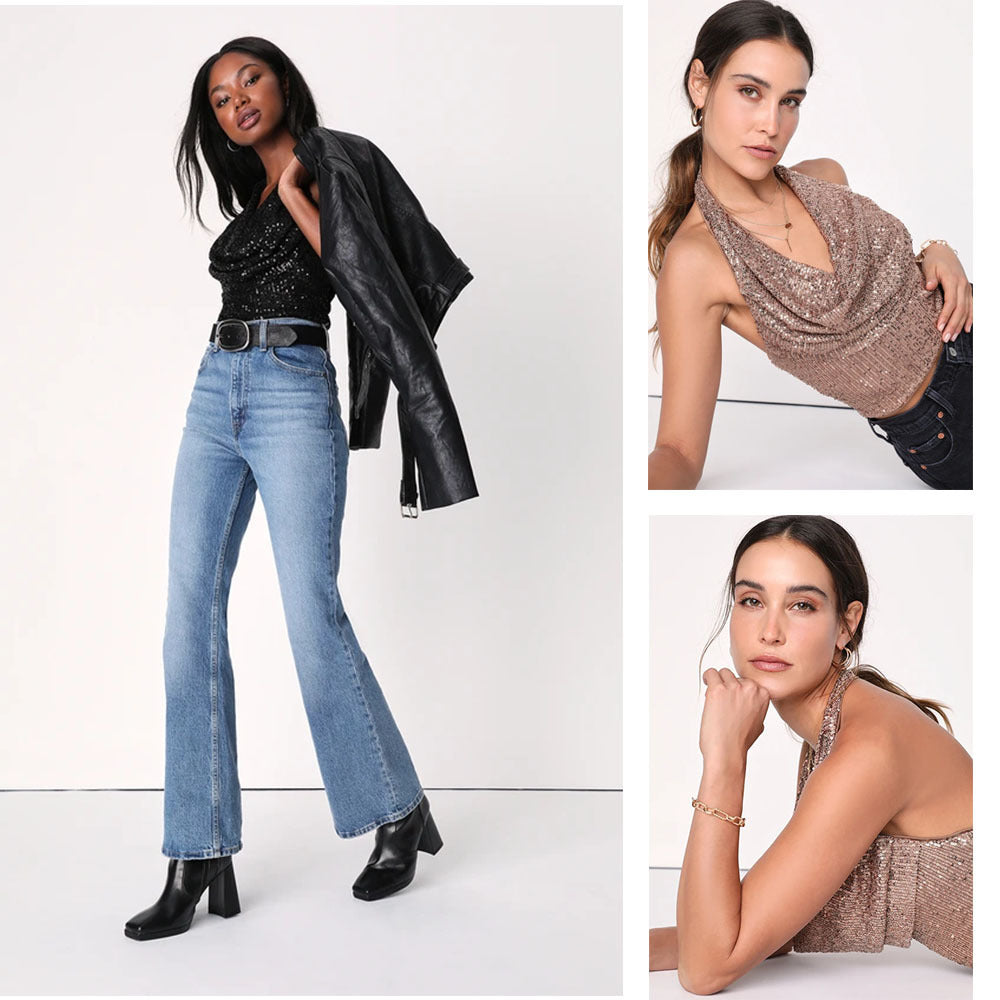 Women's Pure Color All-matching Halter Sequined Vest